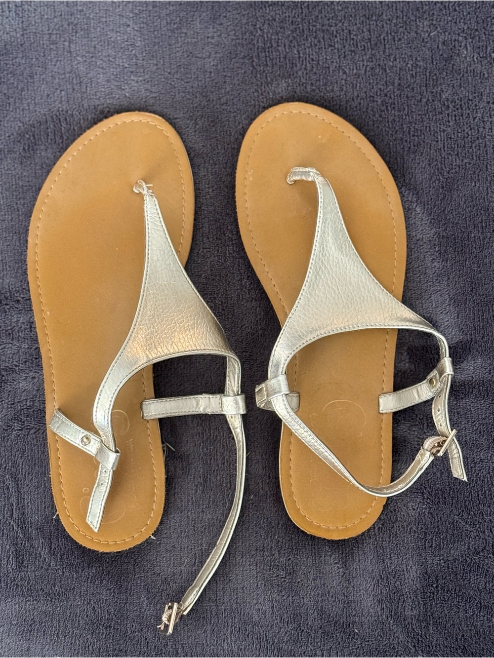 Circus by Sam Edelman Metallic Silver T-Strap Sandals